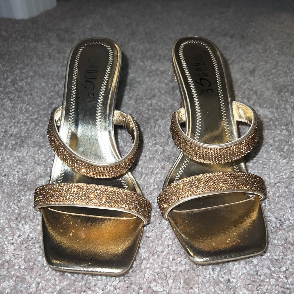 Gold sparkly heels